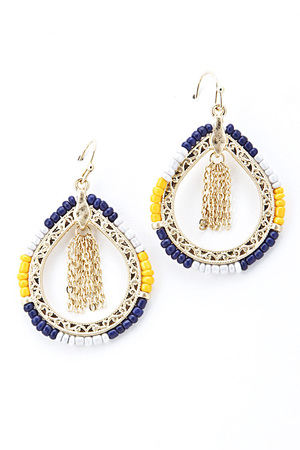 Three Tone Bead Rimmed Dangle Earring 5GAG8